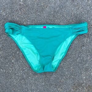 Victoria's Secret teal turquoise ruched side bikini swim bottoms LARGE
